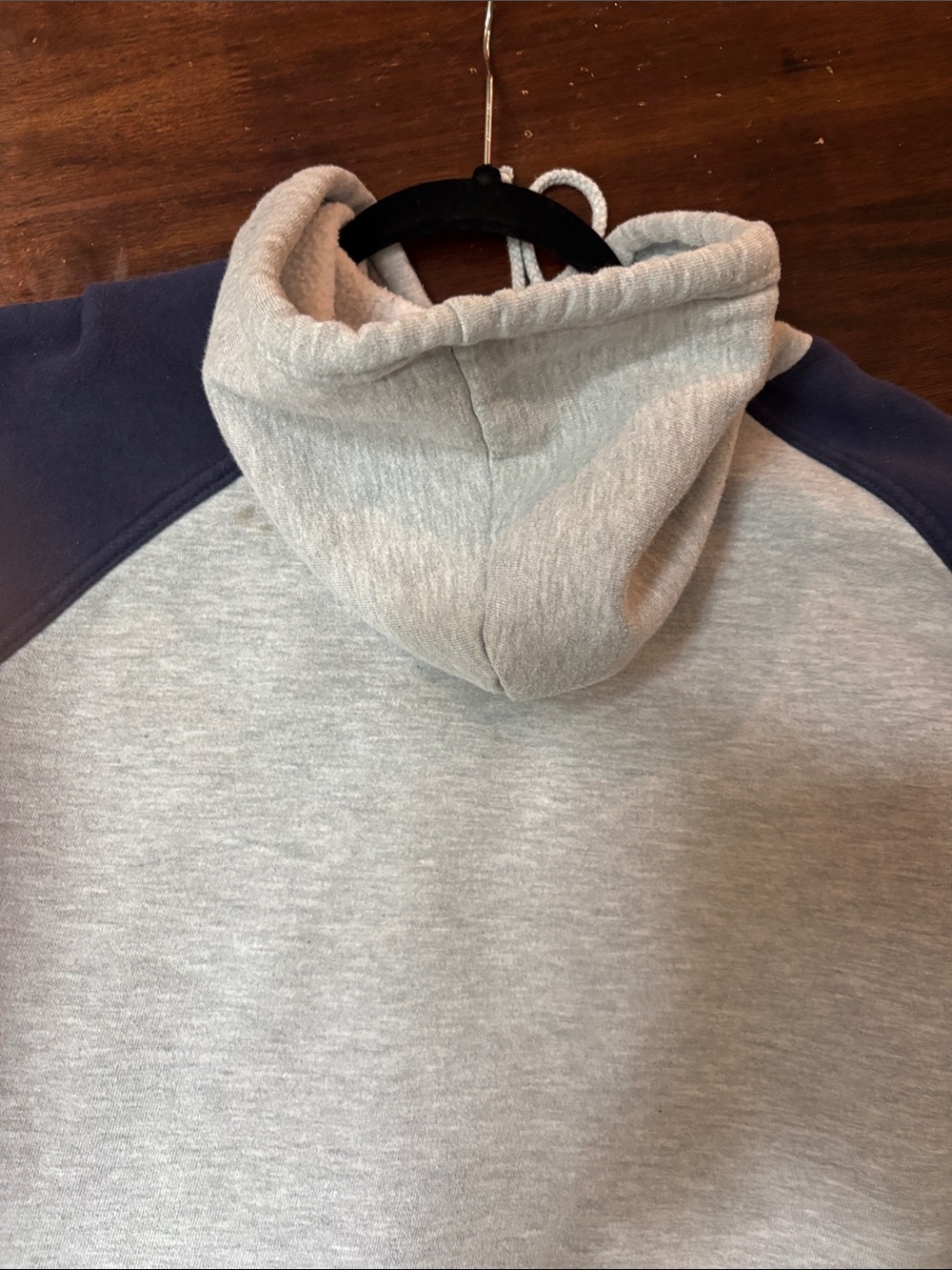 Coca Cola Women’s Hooded Pullover Sweatshirt - Gray with Navy Sleeves - Picture 5 of 5